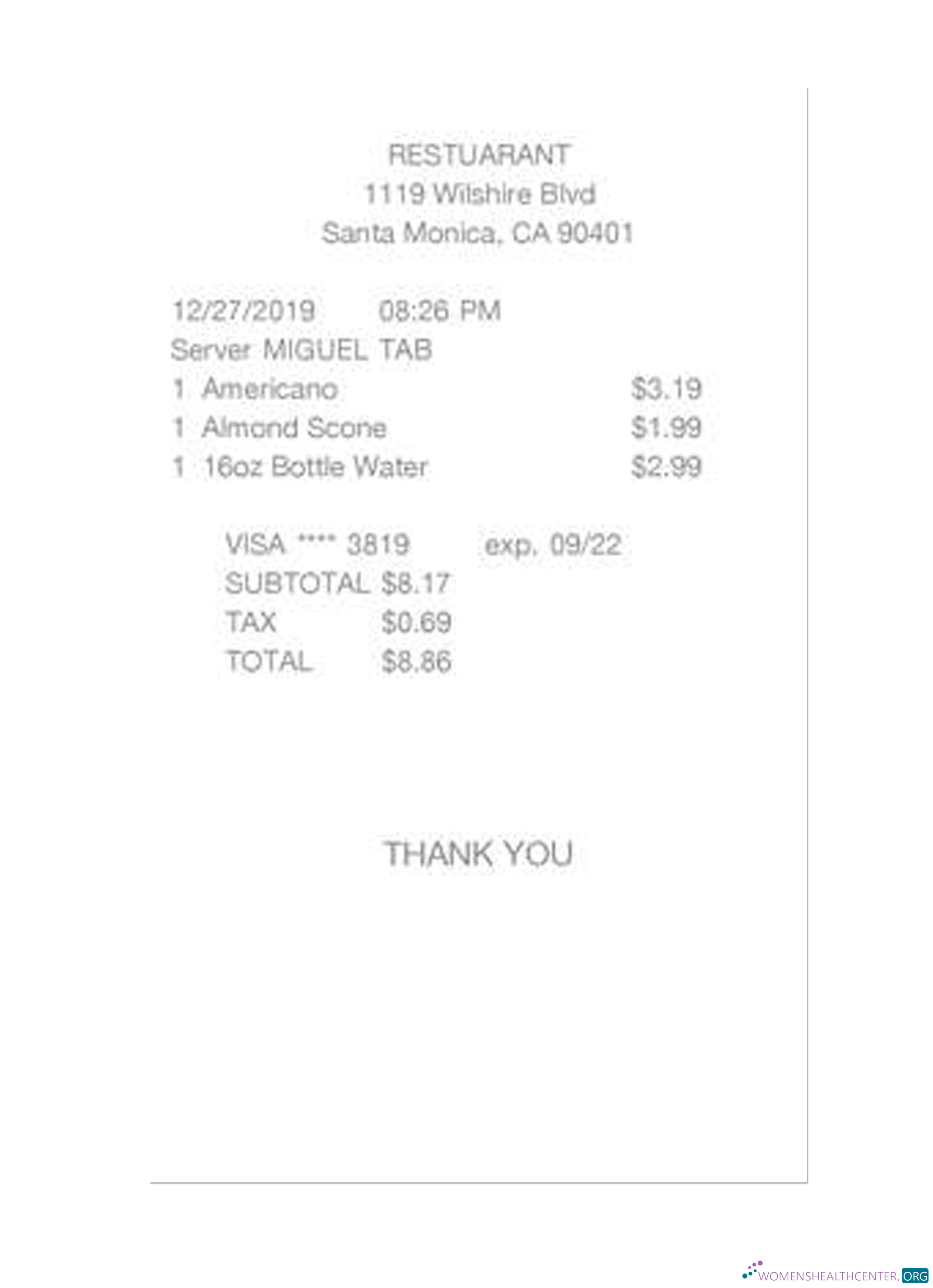 Download RESTUARANT cash receipt Photoshop template